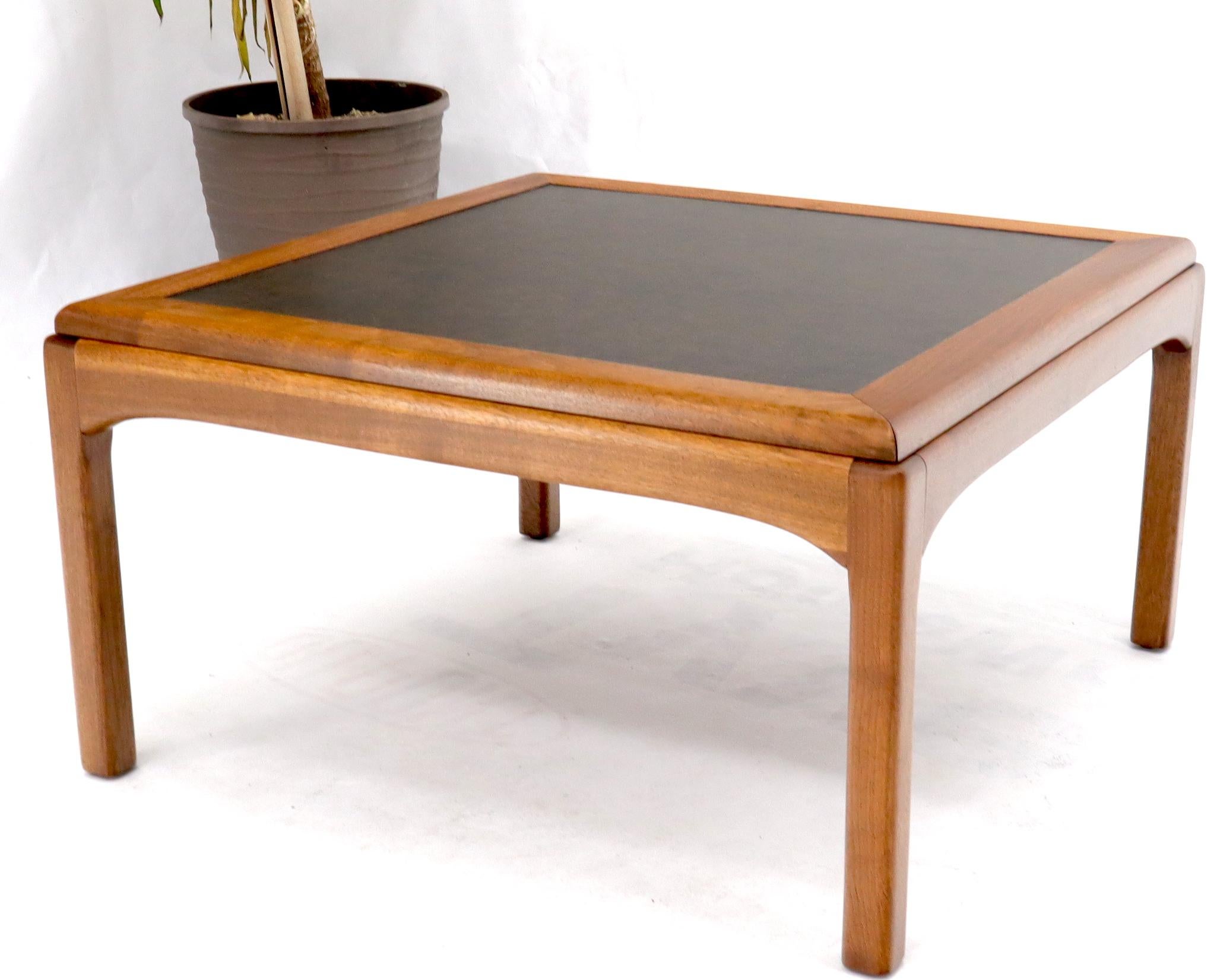 American Square Oiled Walnut Faux Slate Top Coffee Table For Sale