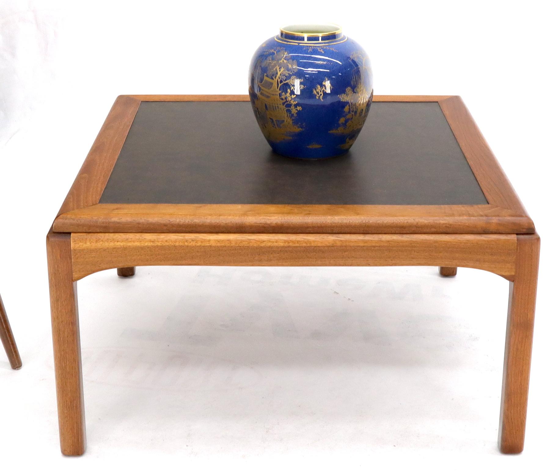 20th Century Square Oiled Walnut Faux Slate Top Coffee Table For Sale