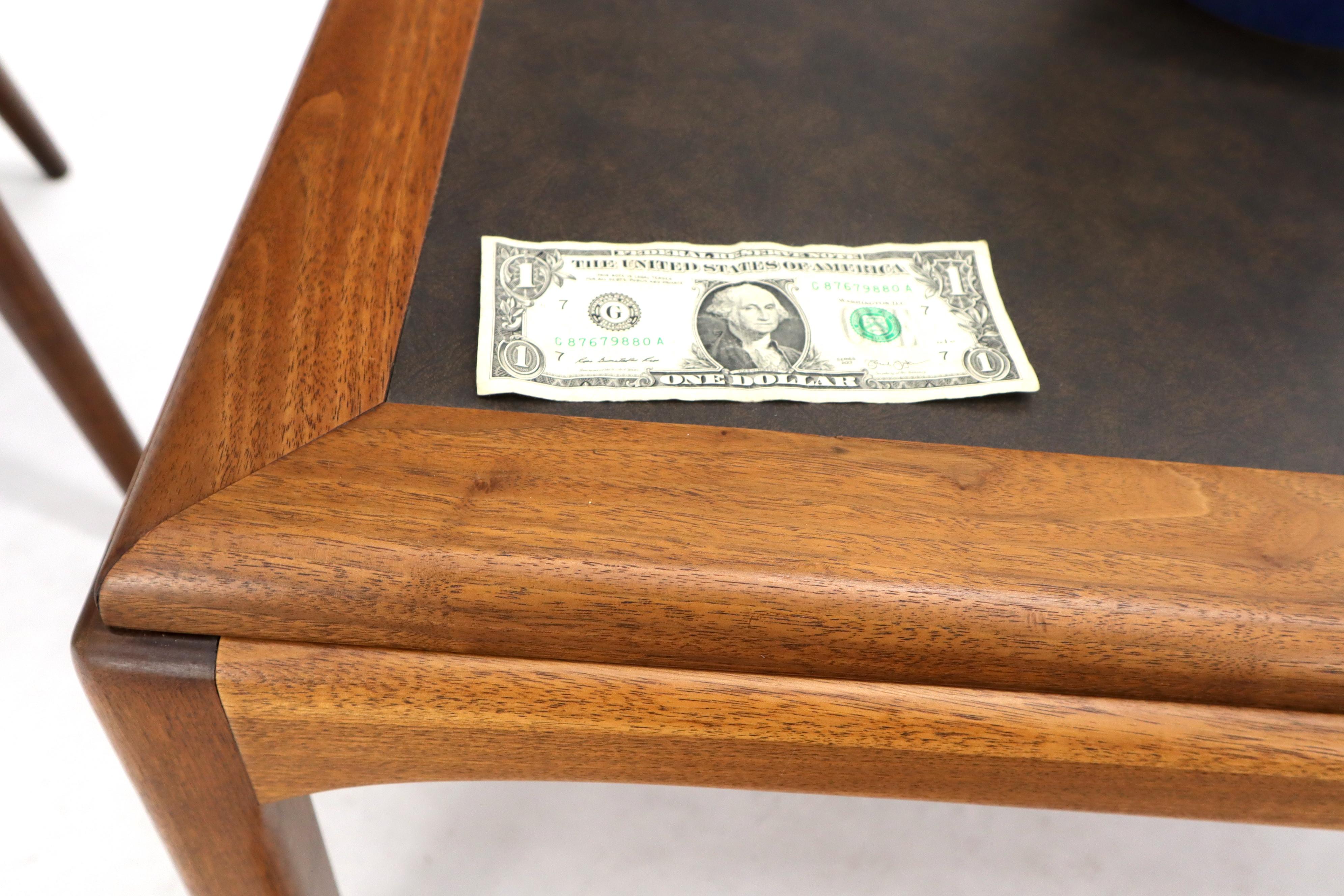 20th Century Square Oiled Walnut Faux Slate Top Coffee Table For Sale