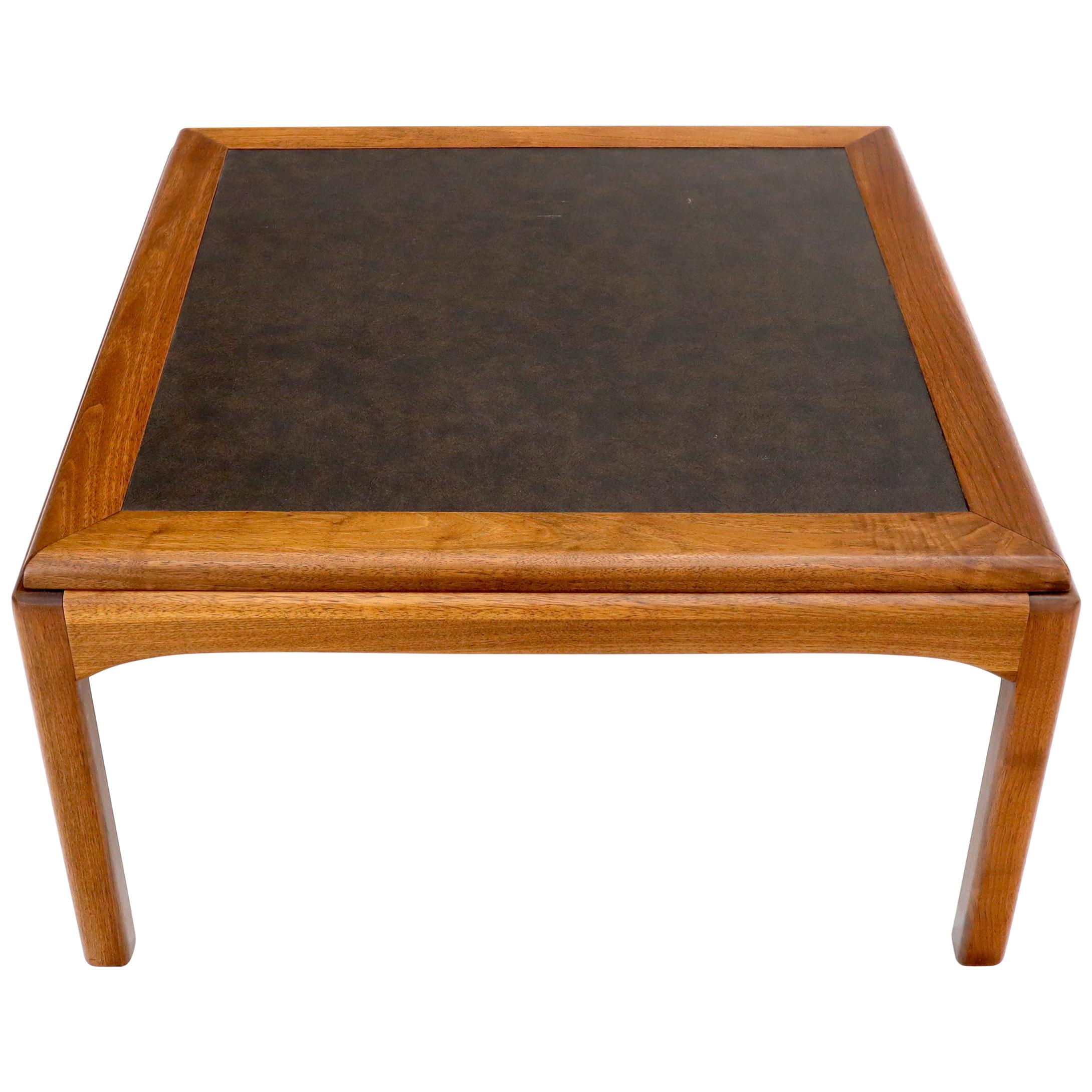 Square Oiled Walnut Faux Slate Top Coffee Table For Sale