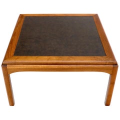 Square Oiled Walnut Faux Slate Top Coffee Table