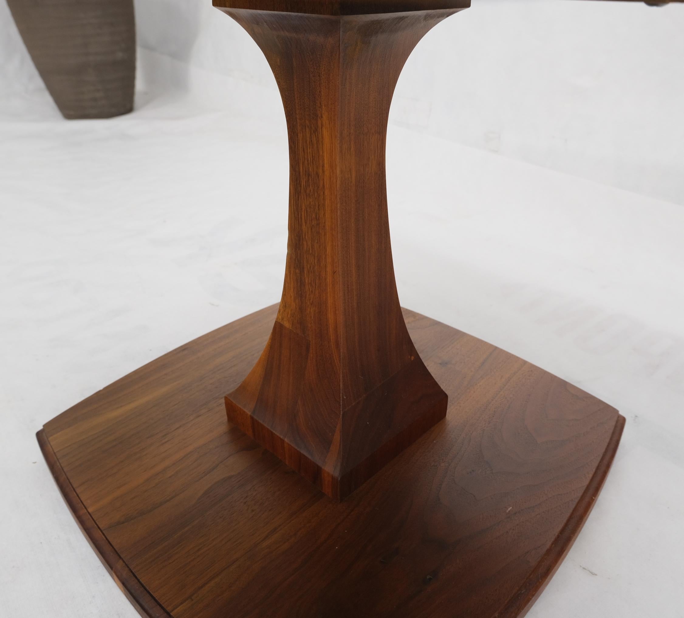 Square Oiled Walnut Mirror Tile Top Occasional Side End Table Stand Figural Base For Sale 4