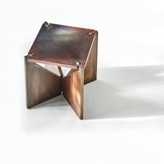 Solid steel copper patina side table 'Square, ONE', by Frank Penders