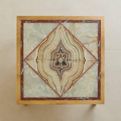 Square Onyx + Brass Coffee Table, 1970s