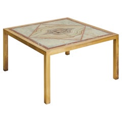Square Onyx + Brass Coffee Table, 1970s