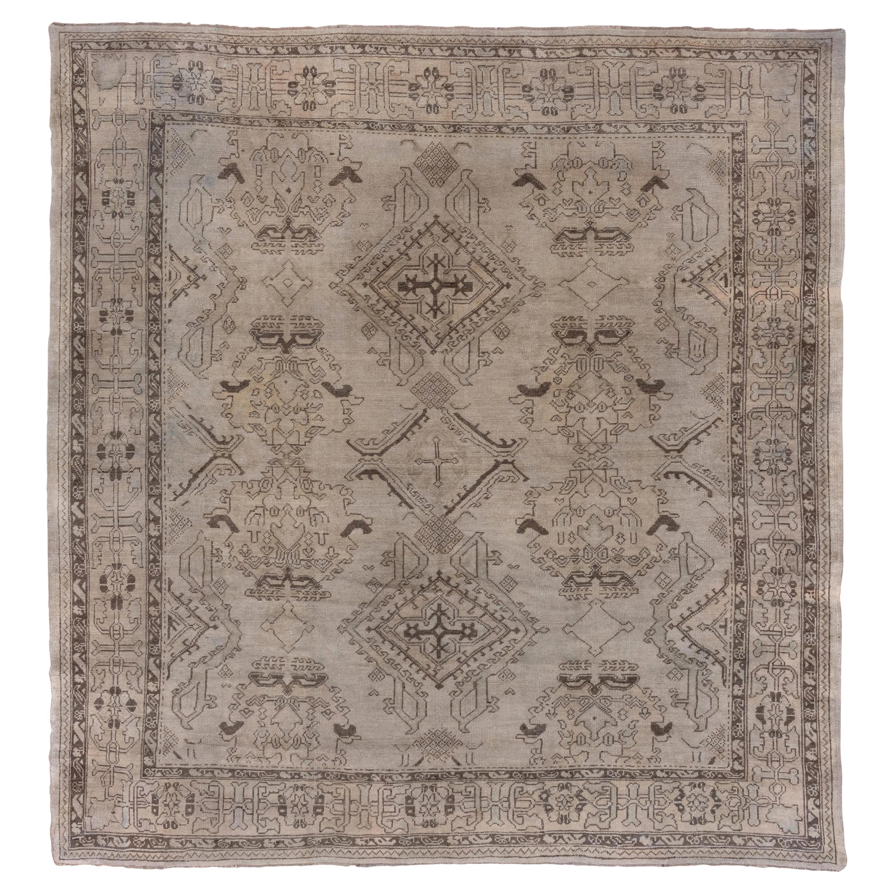 Square Oushak Carpet, circa 1910s For Sale