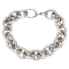 Square Oval Link Bracelet, Sterling Silver, Large Cable Link
