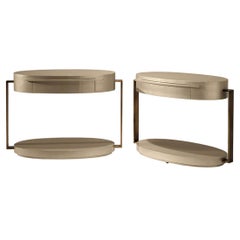 Square Oval Contemporary and Customizable Support Table with One Drawer