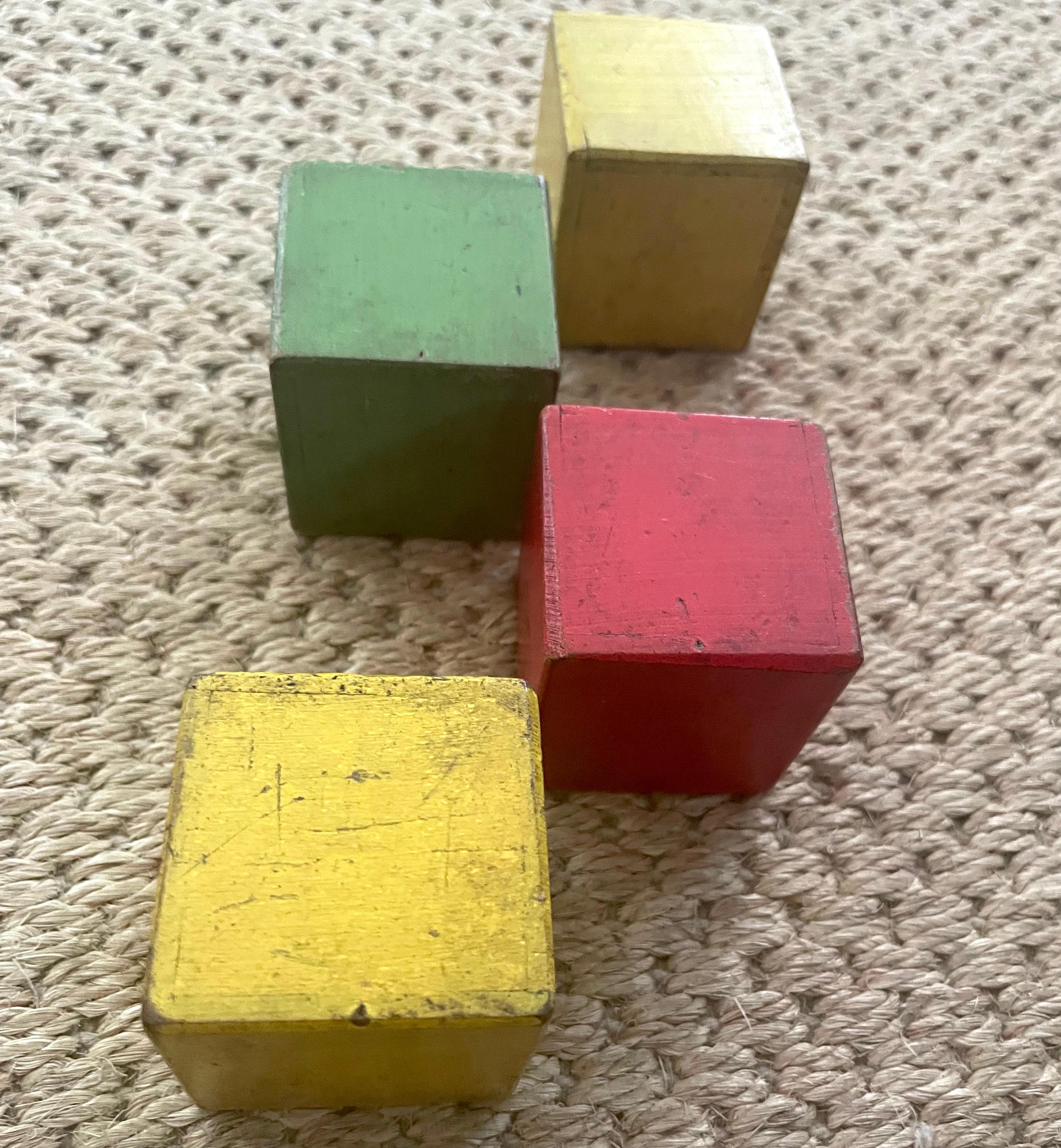 Square Painted Wood German Children’s Rattle Blocks For Sale 2