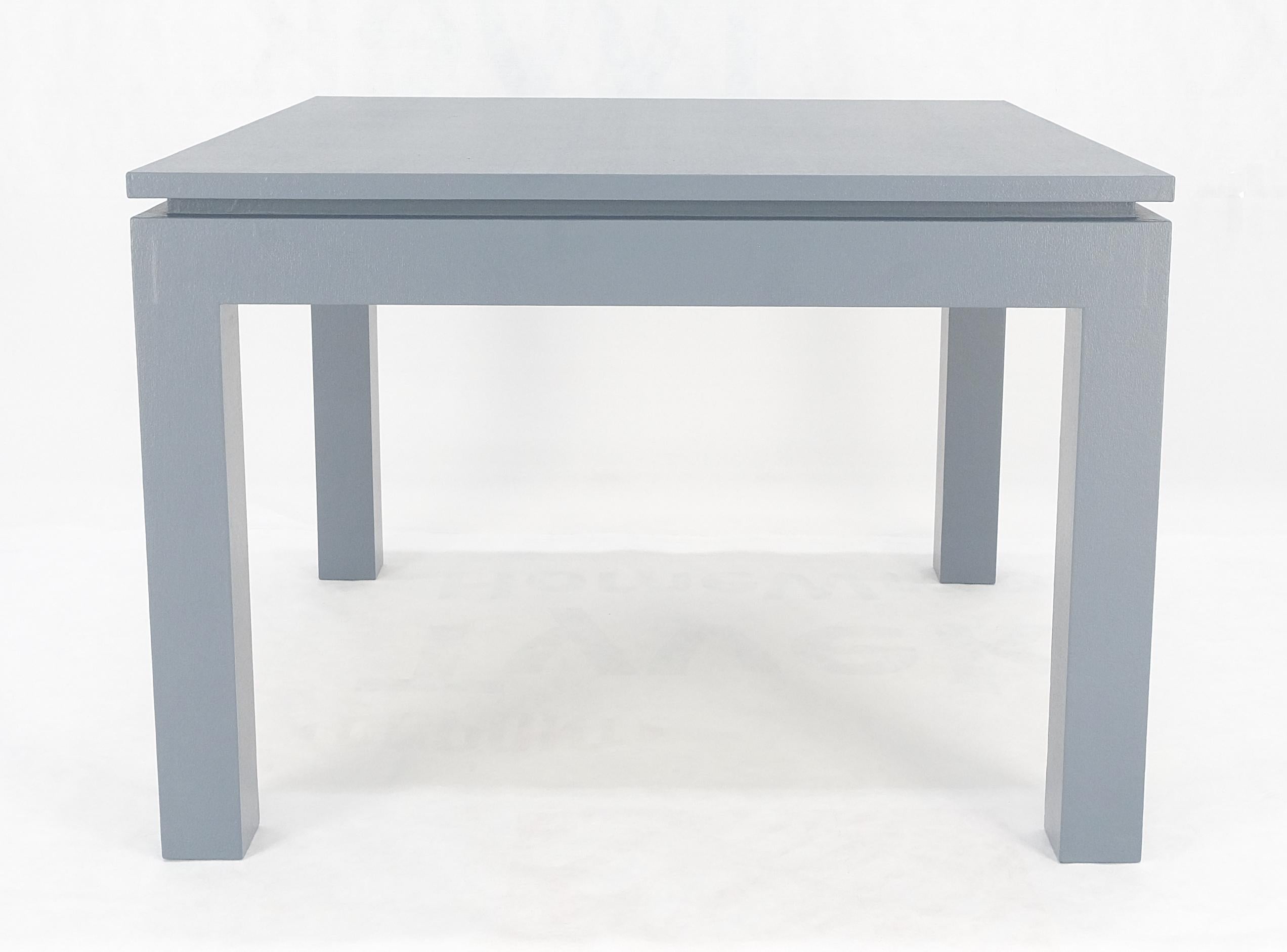 Mid-Century Modern Square Parsons Style Cloth Wrapped Grey Lacquer c1970s Center Occasional Table For Sale