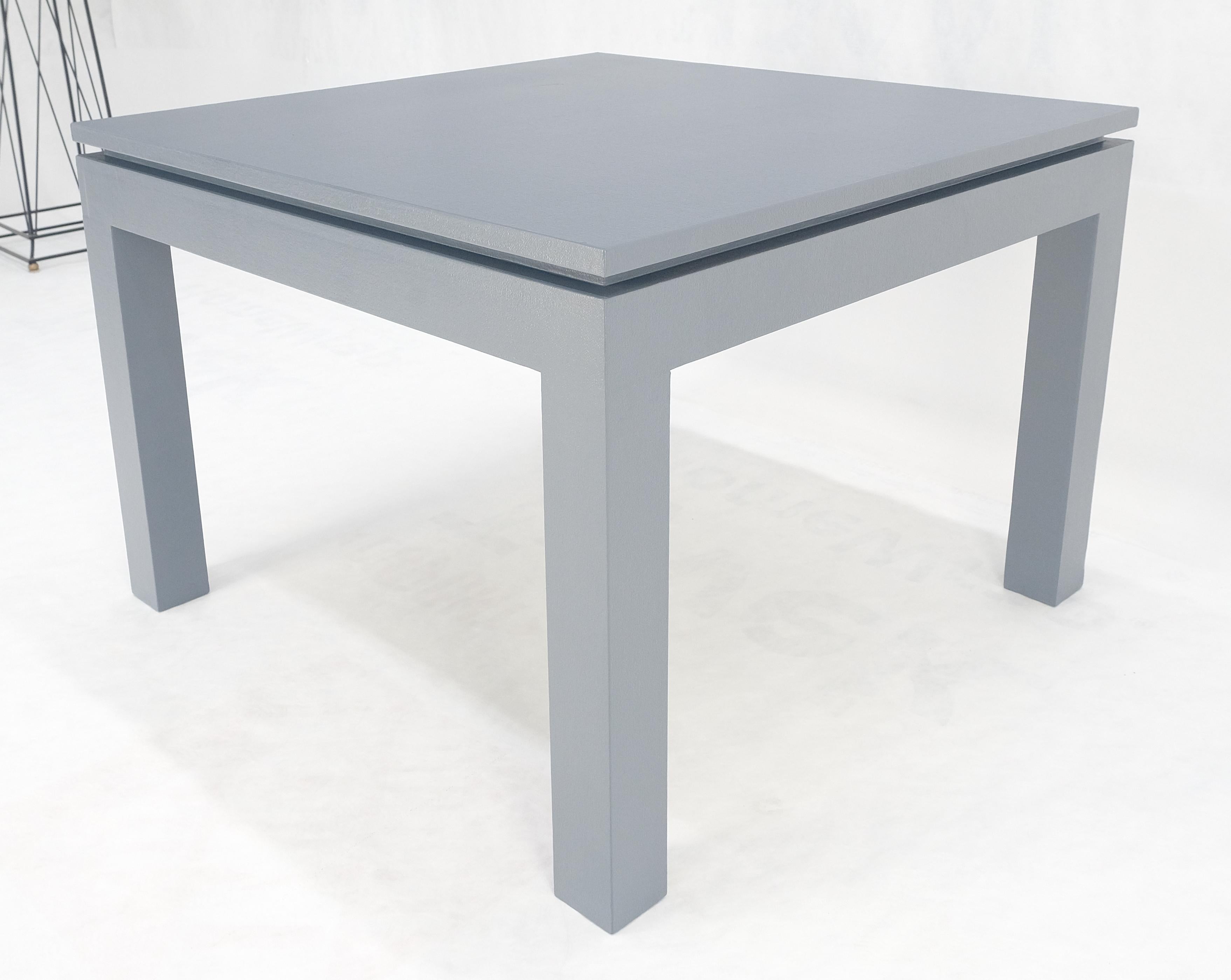 Lacquered Square Parsons Style Cloth Wrapped Grey Lacquer c1970s Center Occasional Table For Sale