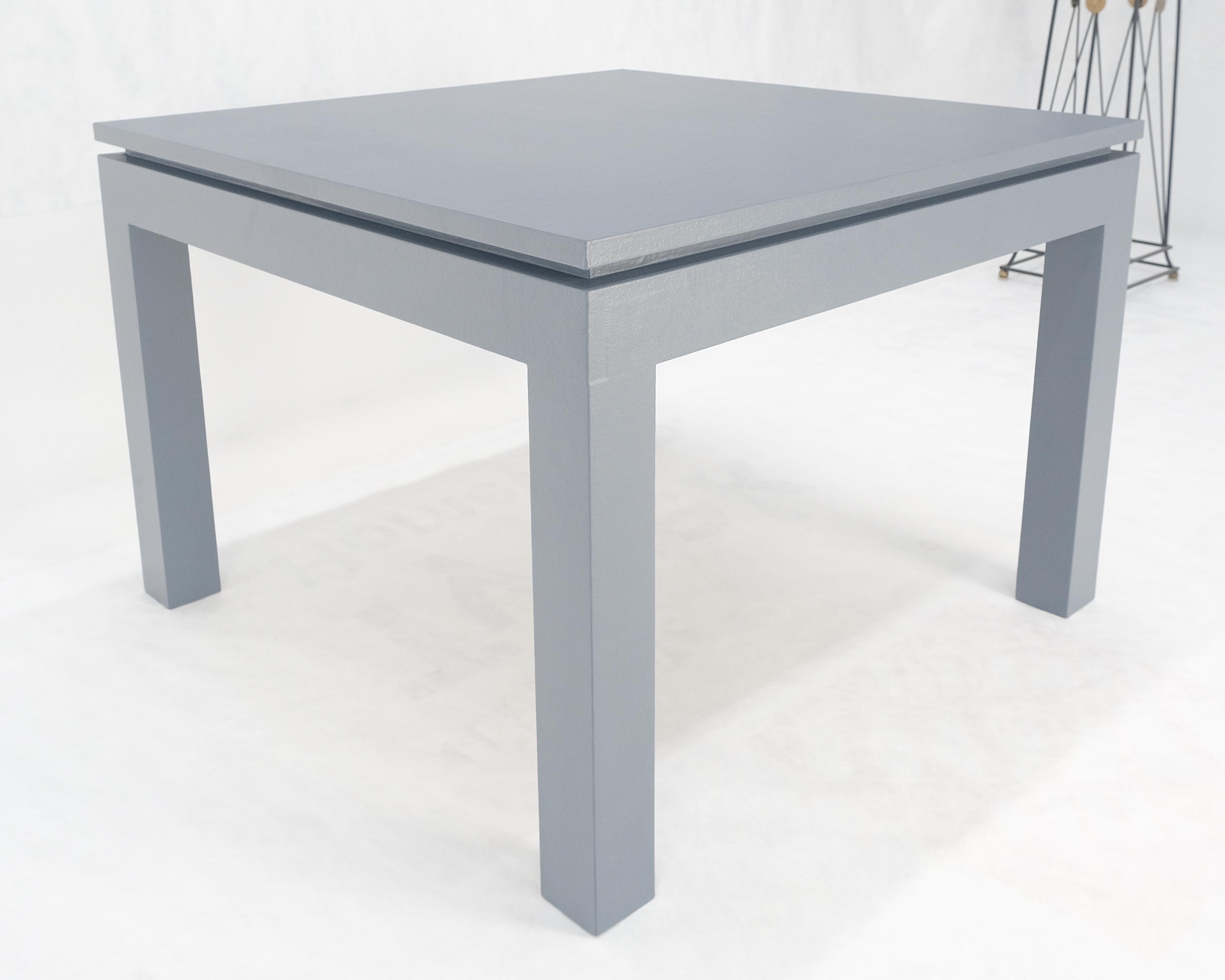 Square Parsons Style Cloth Wrapped Grey Lacquer c1970s Center Occasional Table In Excellent Condition For Sale In Rockaway, NJ