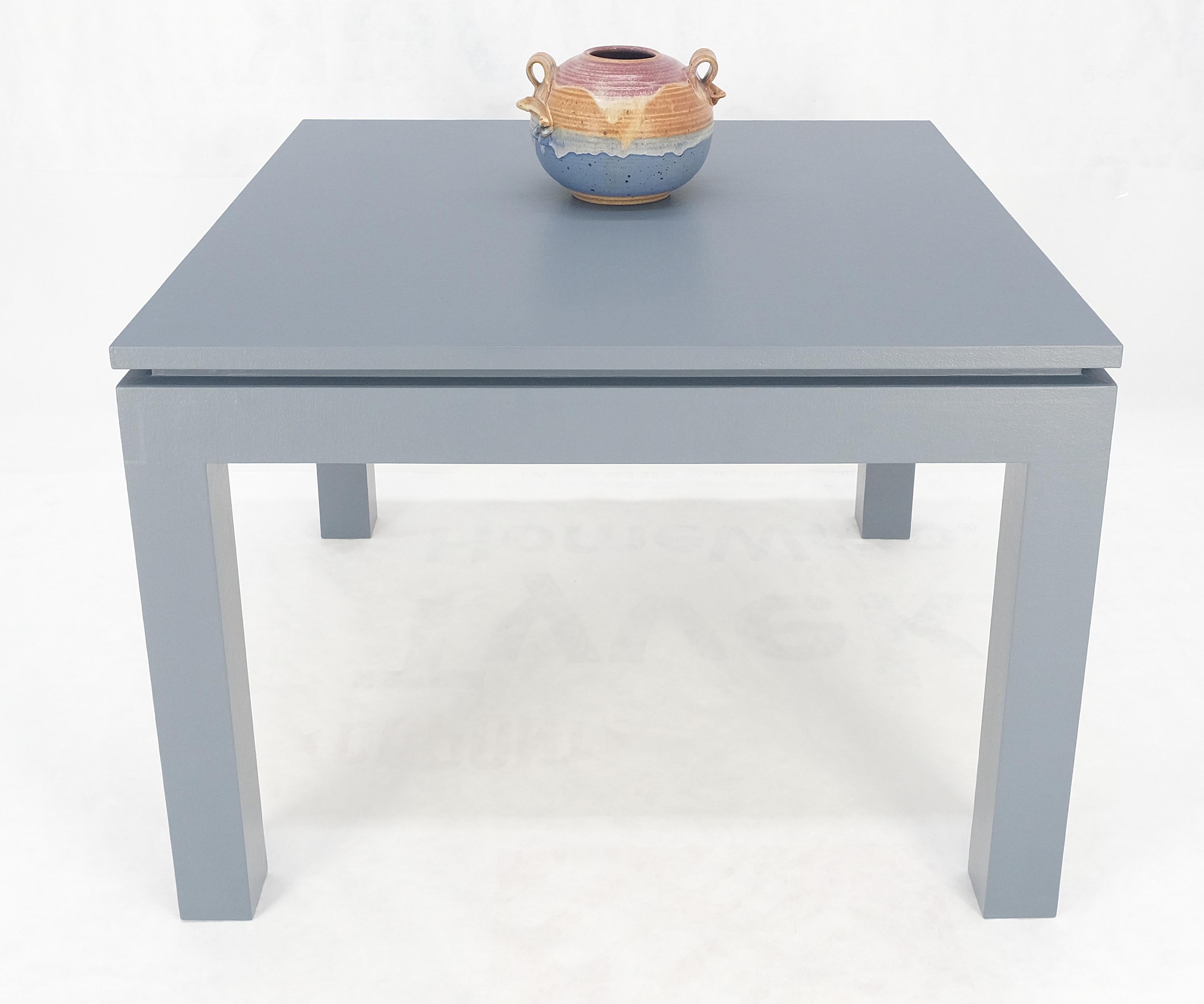Grasscloth Square Parsons Style Cloth Wrapped Grey Lacquer c1970s Center Occasional Table For Sale