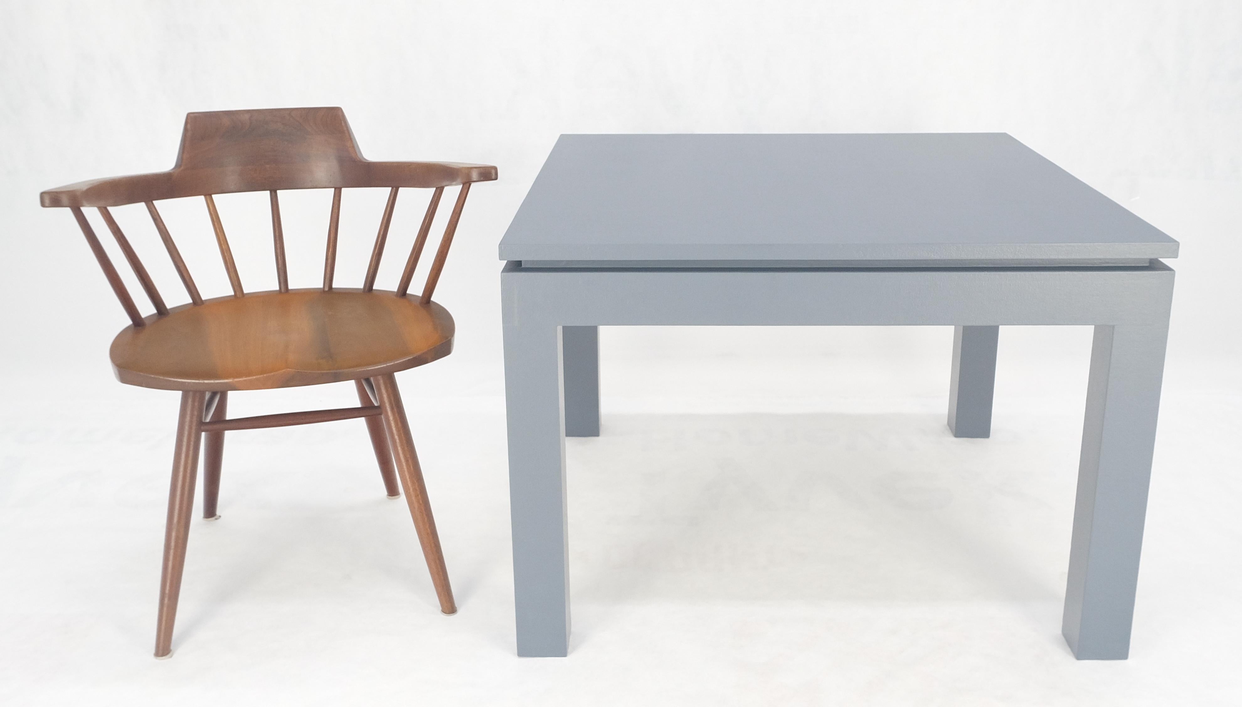 Square Parsons Style Cloth Wrapped Grey Lacquer c1970s Center Occasional Table For Sale 1