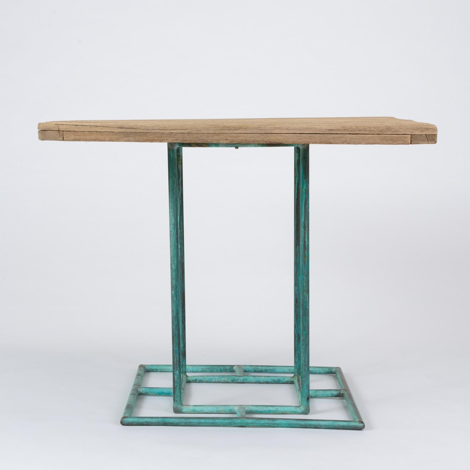 Bronze Patio Dining Table with Square Wooden Top by Walter Lamb for Brown Jordan 8