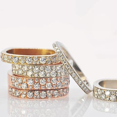 Square Pave Diamond Stacking Rings, 2mm