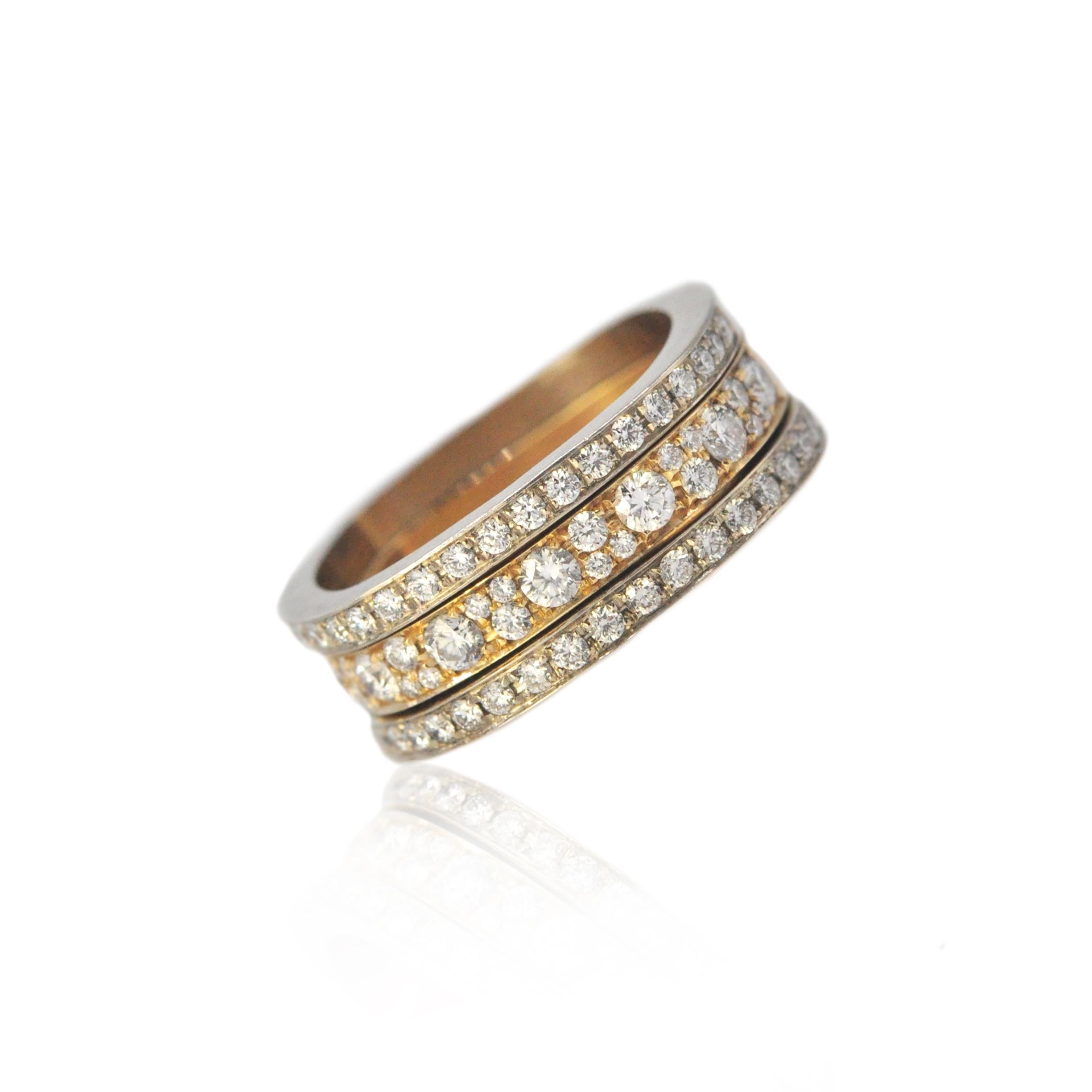 For Sale:  Square Pave Diamond Stacking Rings, 2mm 4