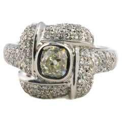 Bague Old Mine à pavage carré