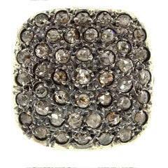 21st Century 9 Karat Rose Gold and Diamond Square Cesellato Cocktail Ring
