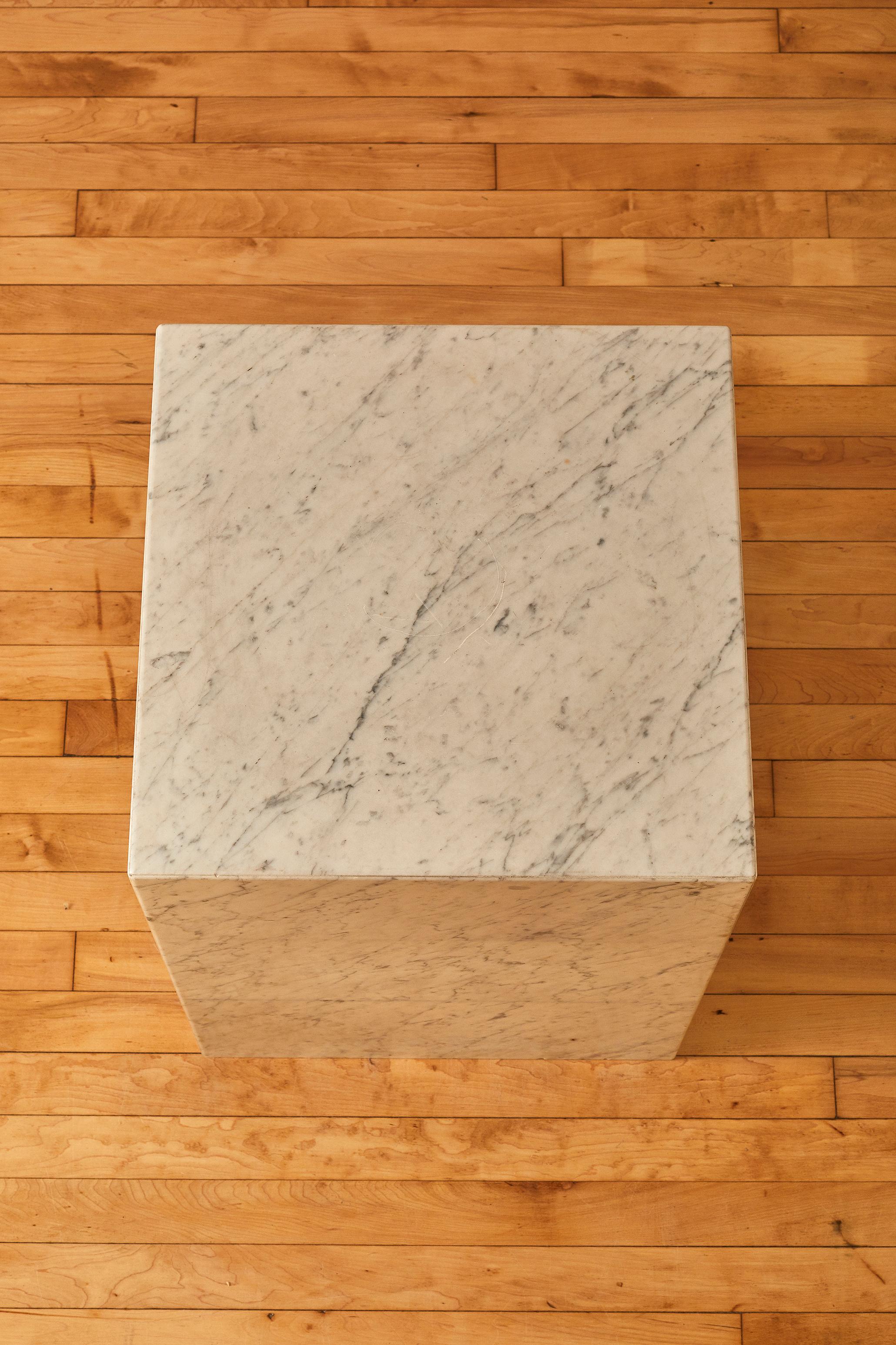 Italian Square Pedestal/Side Table in Carrara Marble