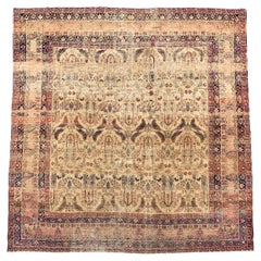 Antique Square Persian Lavar Kerman, circa 1890