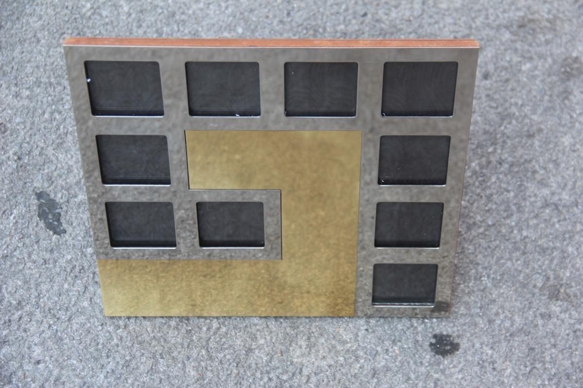 Square Picture Frame From the 1970 Brass Steel Italian Romeo Rega For Sale 1
