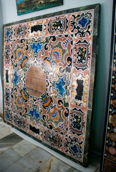 Square Pietre Dure Classical Marble and Lapis Lazuli Mosaic Table Top