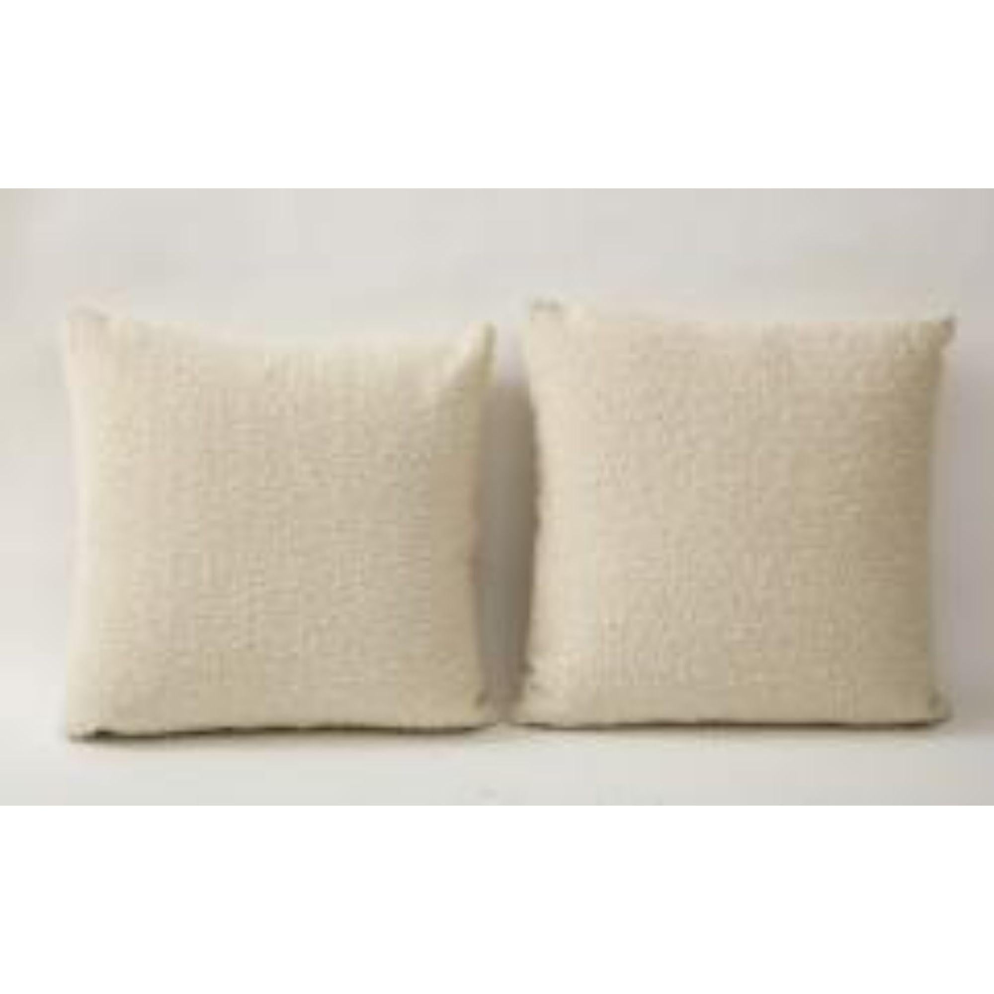 Minimalist Square Pillow in a Bouclé Cream Woolen Velvet For Sale
