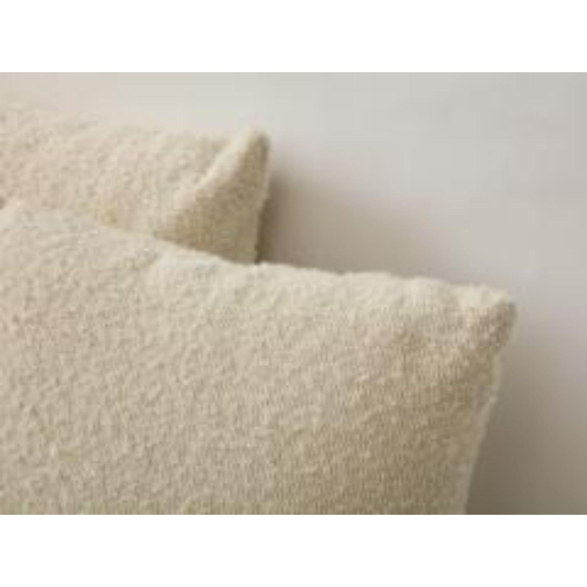 Contemporary Square Pillow in a Bouclé Cream Woolen Velvet For Sale