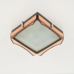 Quadratische rosa Decken- oder Wandleuchte aus Spiegelglas und Chrom von Veca, Italien 1970er Jahre