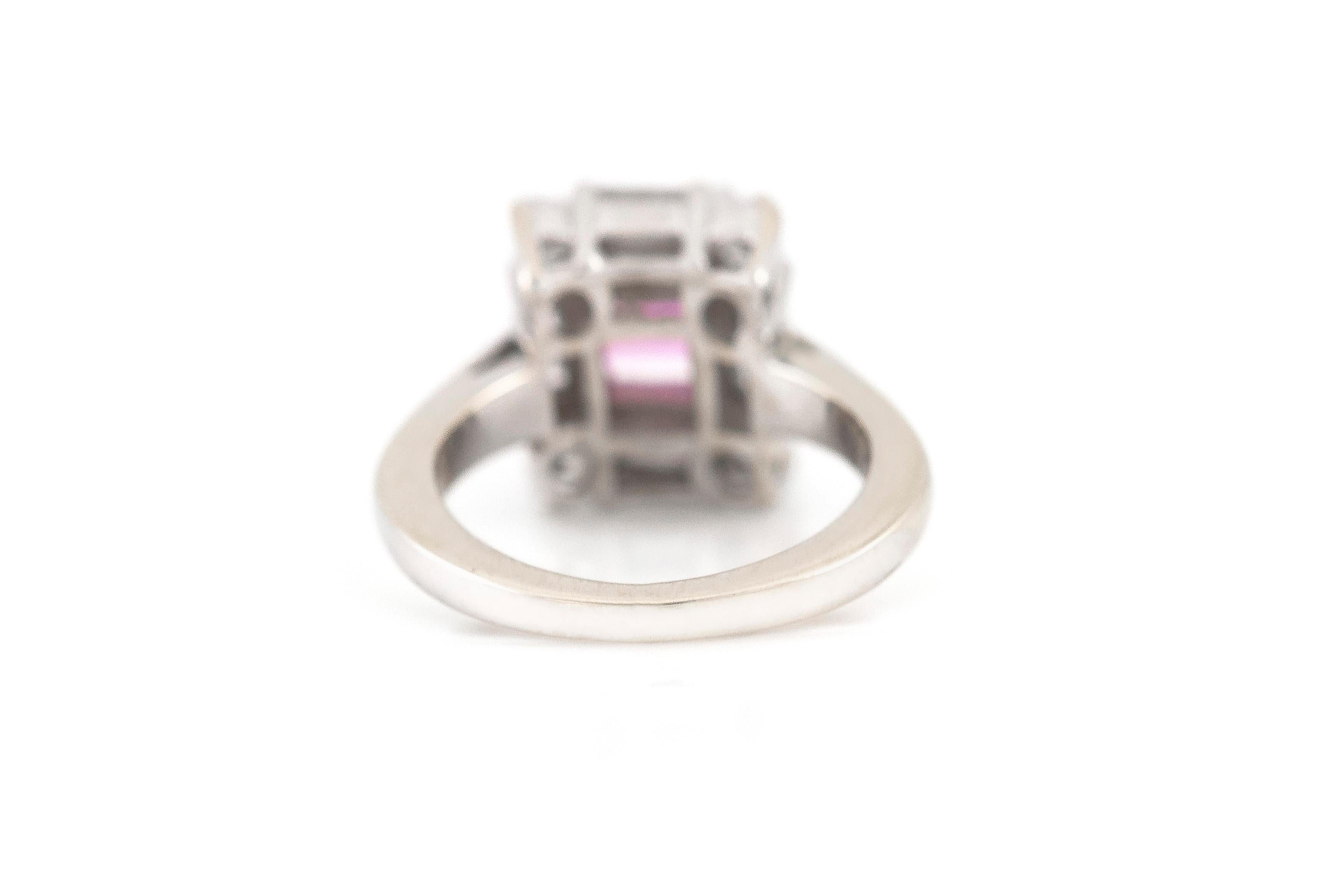 pink square diamond ring