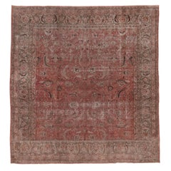 Vintage Square Pink Turkish Sivas Rug, Pink Field