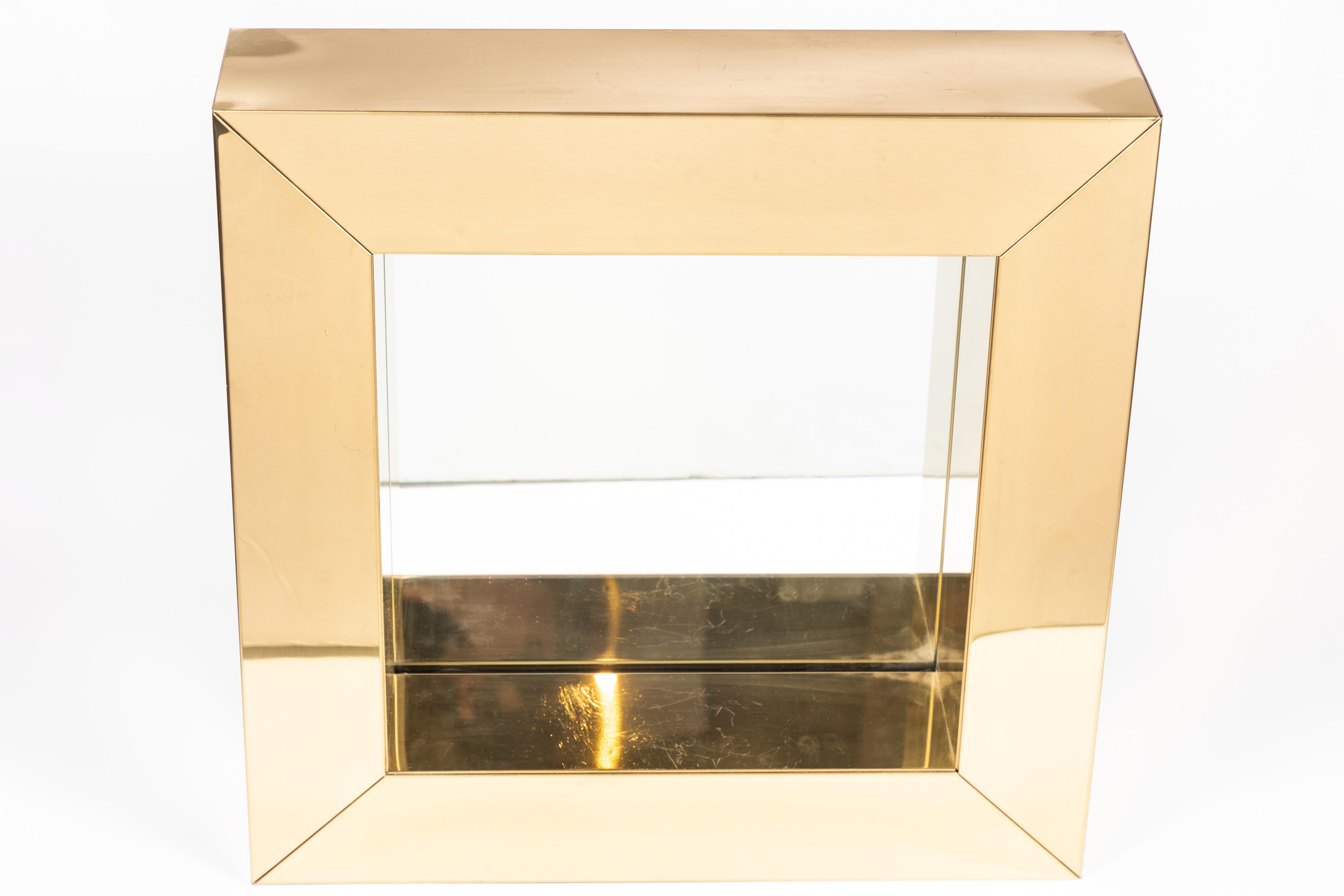 Square Polished Brass Mirror by Curtis Jere, 1976 2