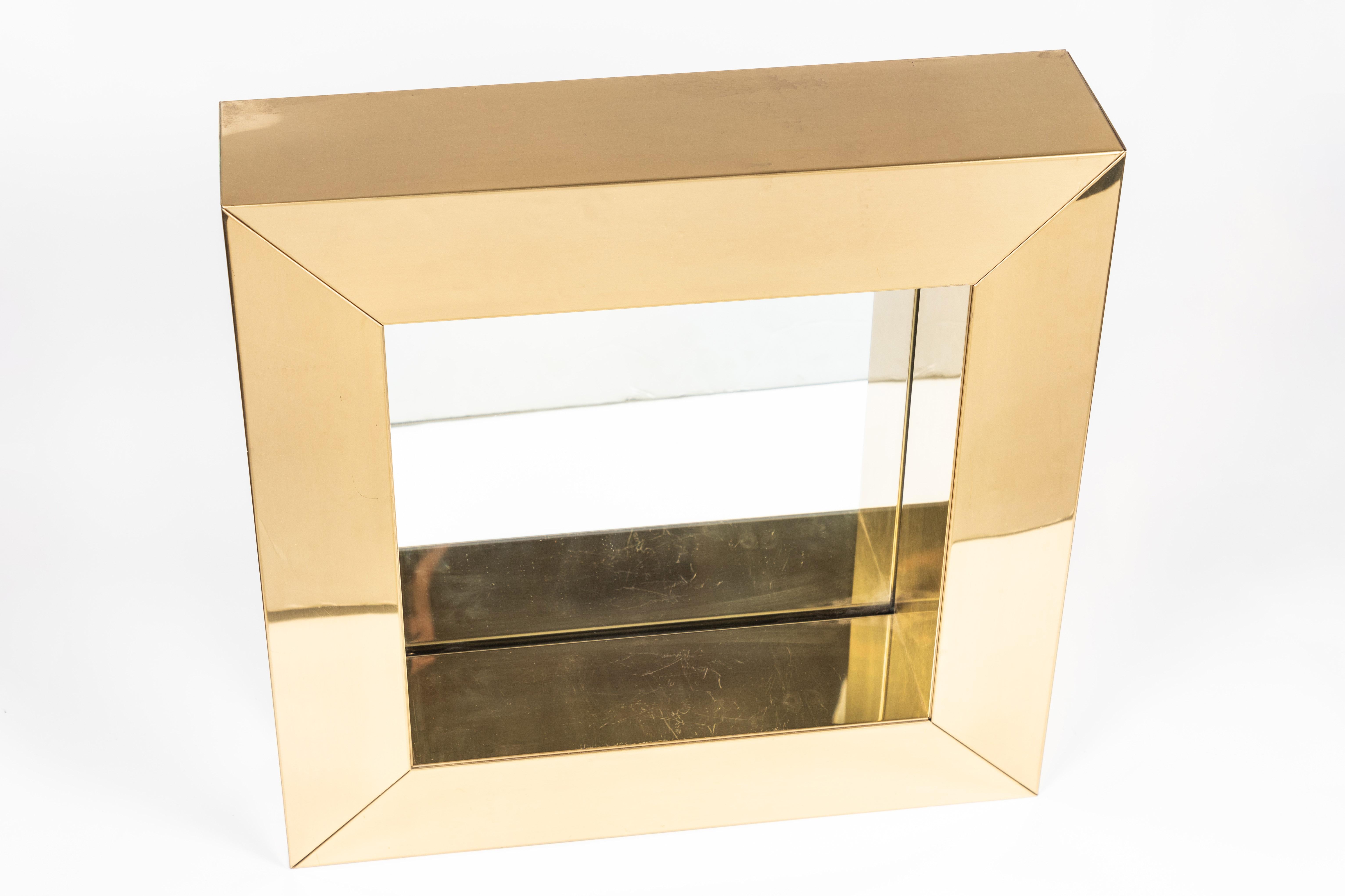 Square Polished Brass Mirror by Curtis Jere, 1976 3