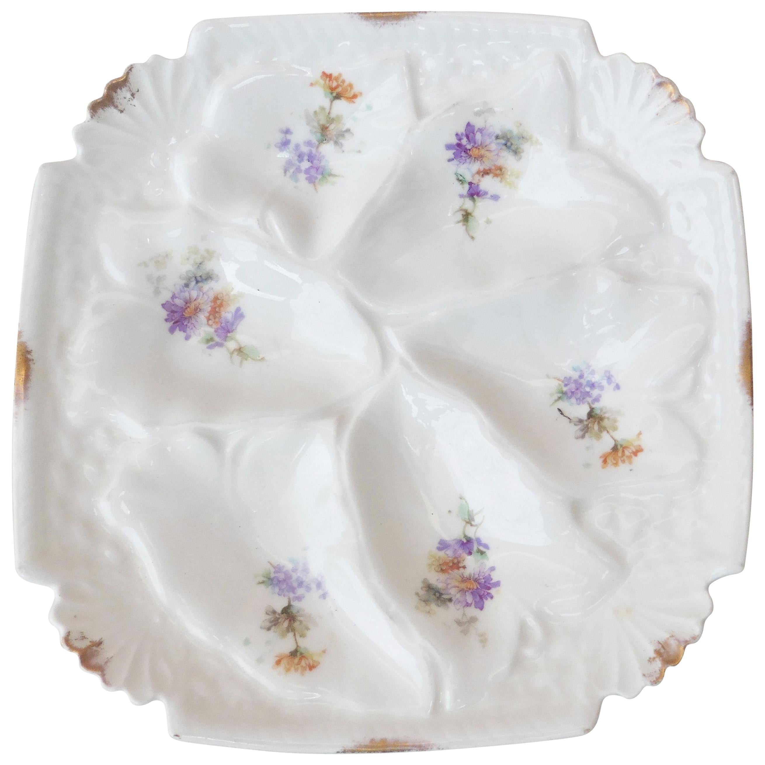 Square Porcelain Oyster Plate, circa 1900