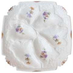 Square Porcelain Oyster Plate, circa 1900