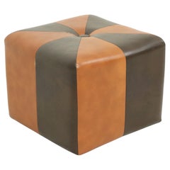 Pouf quadrato Skai in ecopelle Marrone Cammello Patchwork 41cm