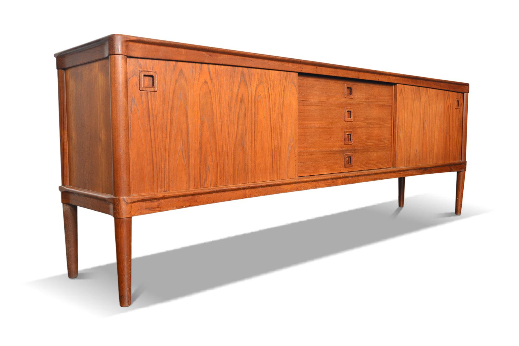 Mid-Century Modern Square Pull Teak Credenza by h.w. Klein #1 For Sale