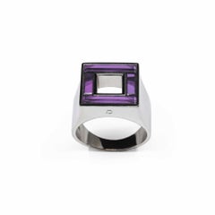 SQUARE purple ring, Amethysts 6.05 ct