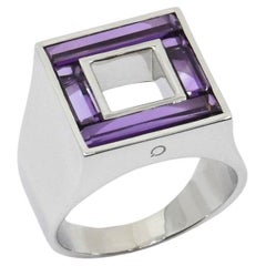 SQUARE purple ring, Amethysts 6.05 ct