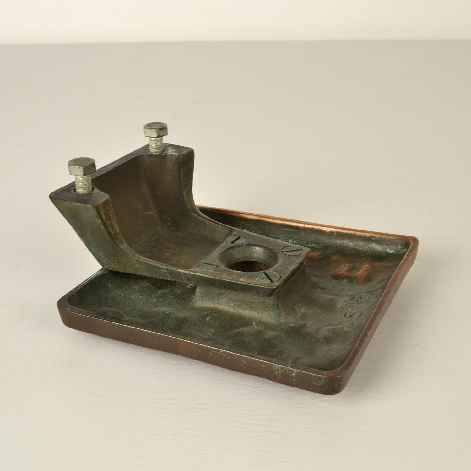 Square Push and Pull Door Handle in Bronze in Basket Relief For Sale 2