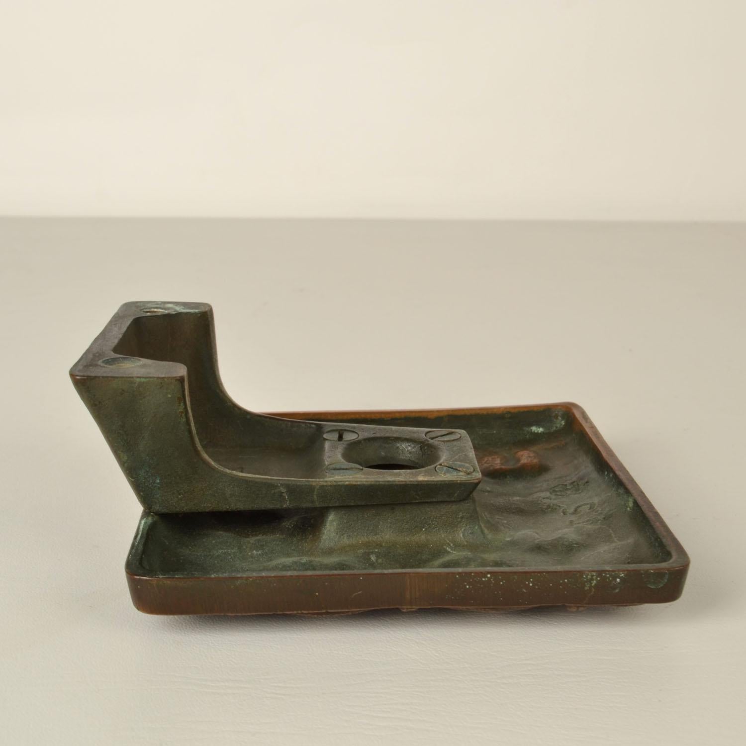 Square Push and Pull Door Handle in Bronze in Basket Relief For Sale 3