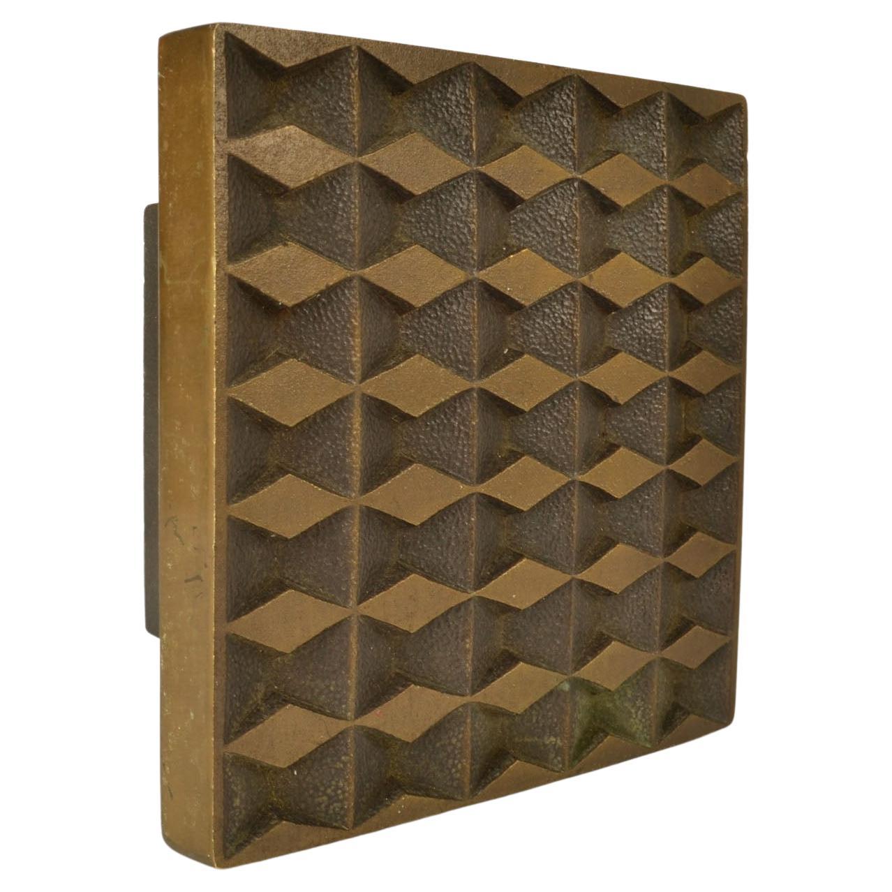 Square Push and Pull Door Handle in Bronze in Diamond Relief
