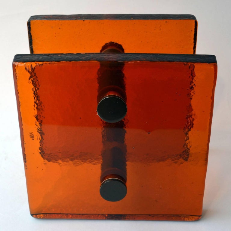 Square Push and Pull Door Handle in Orange Glass at 1stDibs