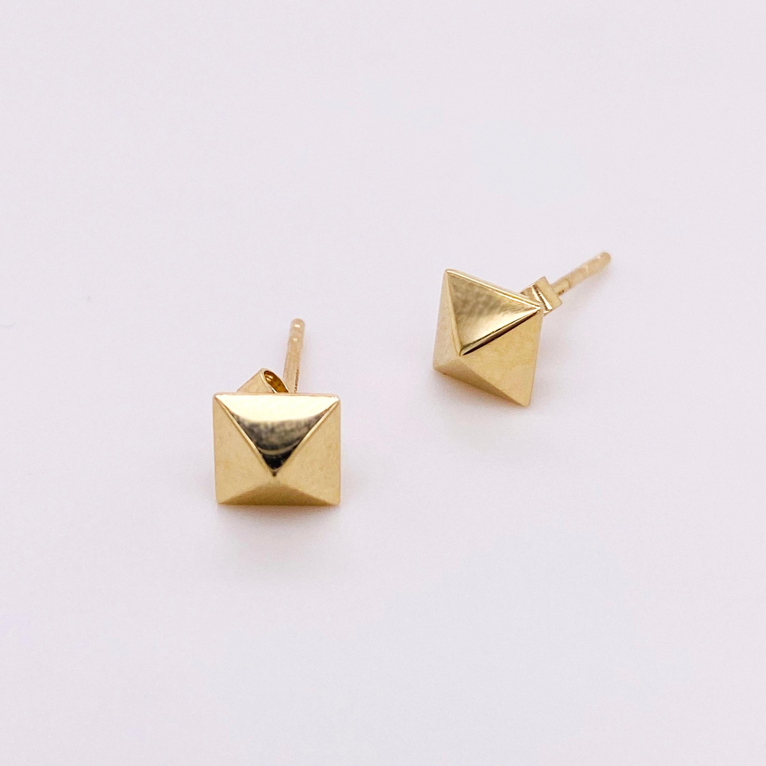 pyramid earrings gold