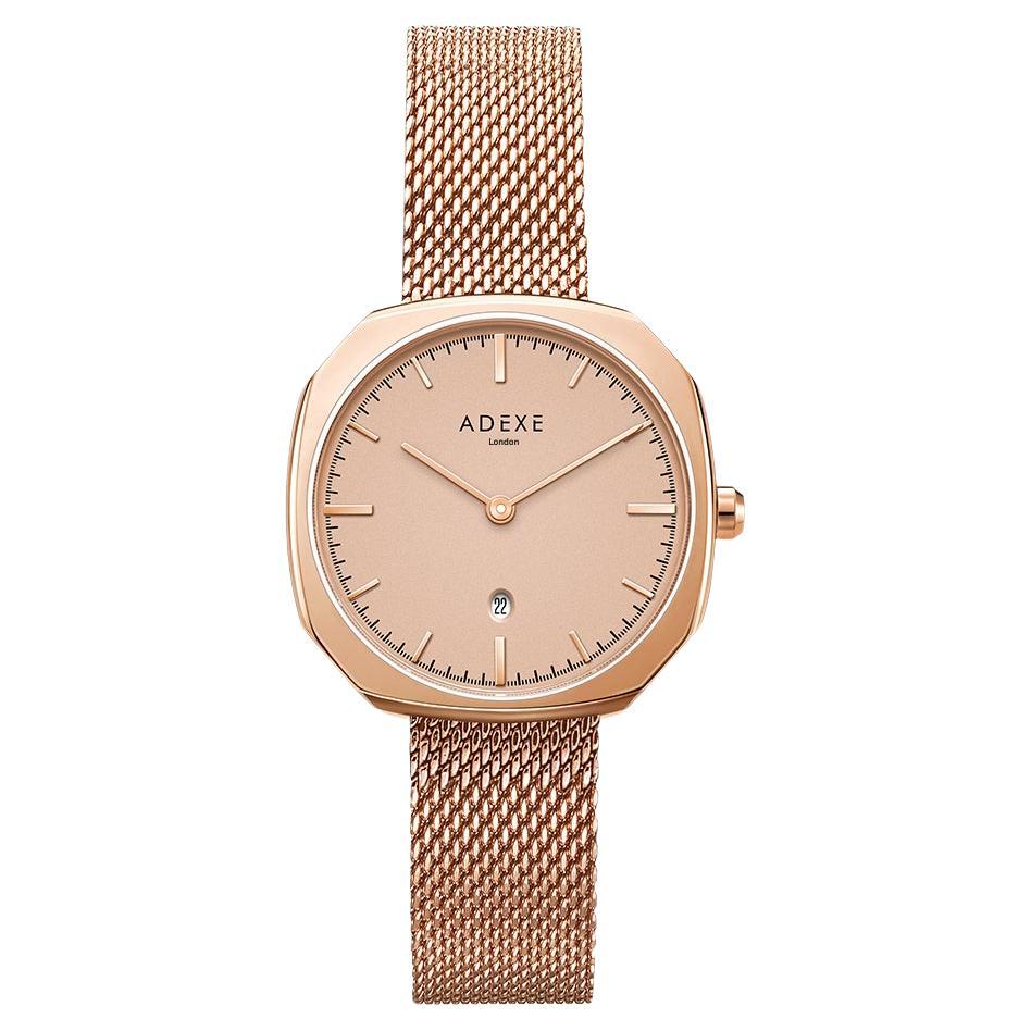 Montre à quartz carré en or rose 'bracelets supplémentaires gratuits'.