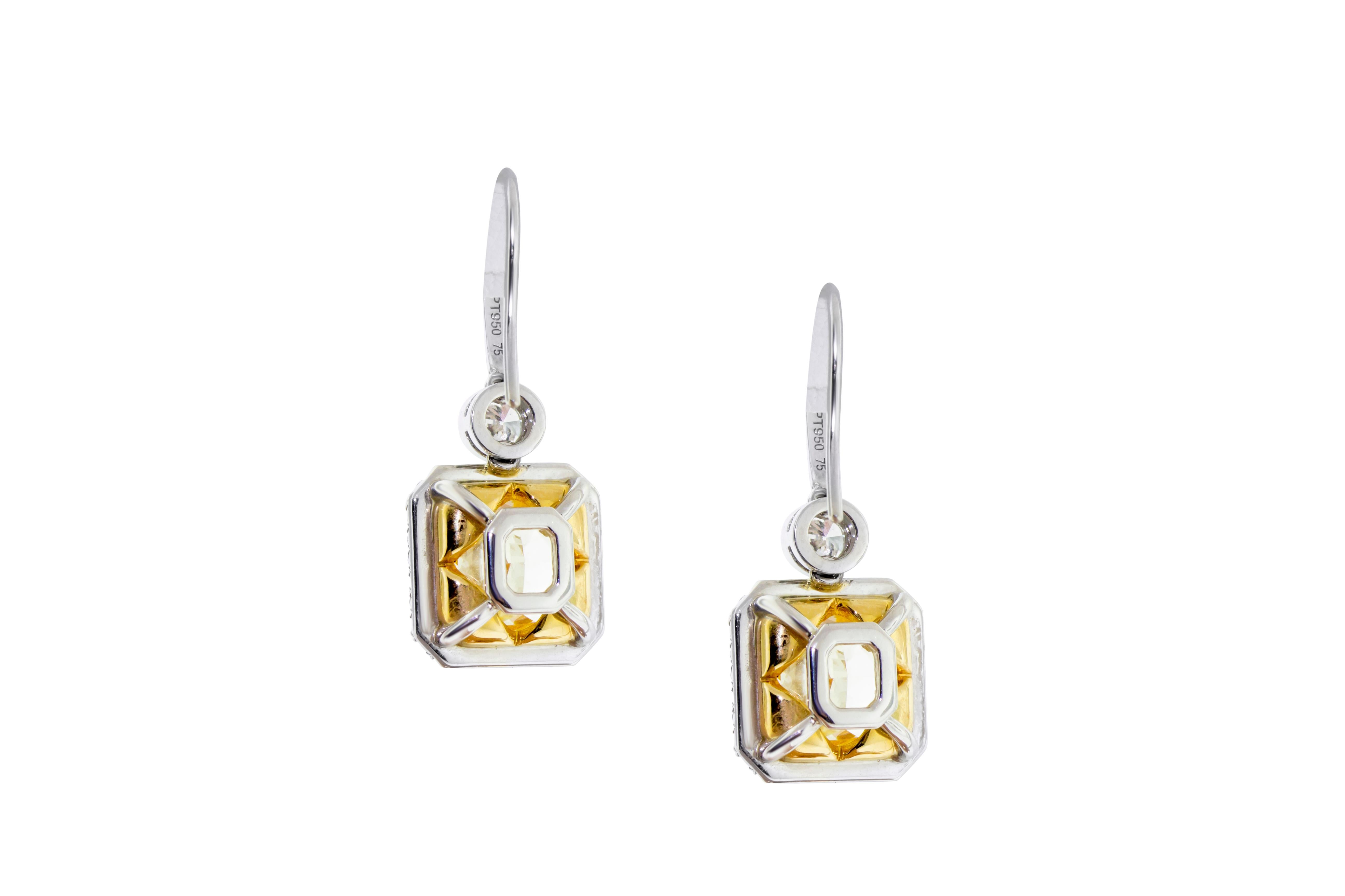 square halo drop earrings