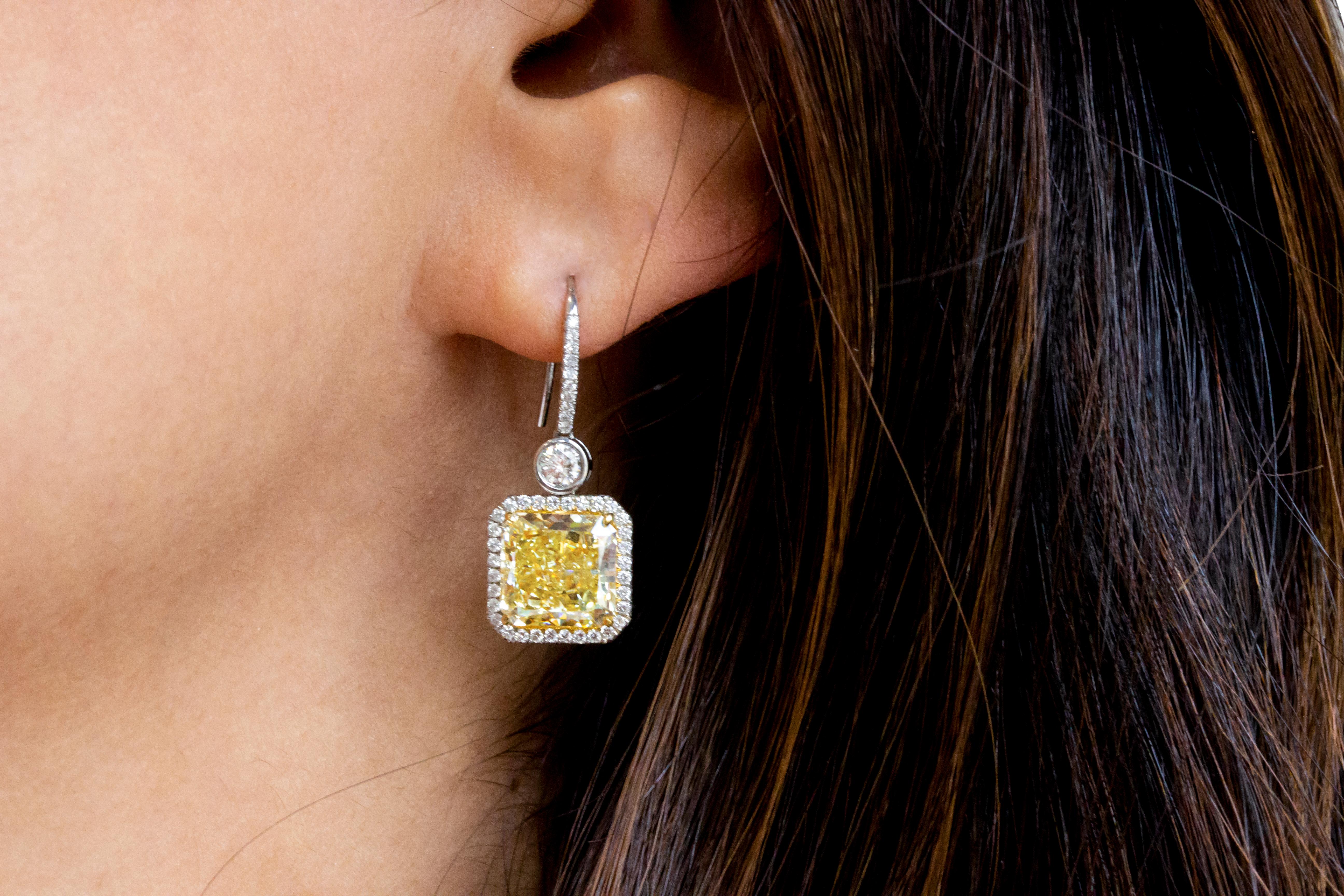 square diamond drop earrings