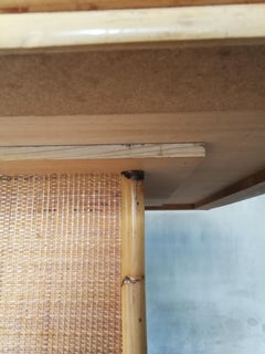 Square Rattan and Bamboo Table