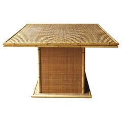 Square Rattan and Bamboo Table